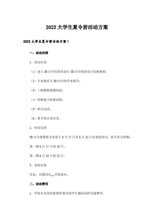 2023大学生夏令营活动方案_1