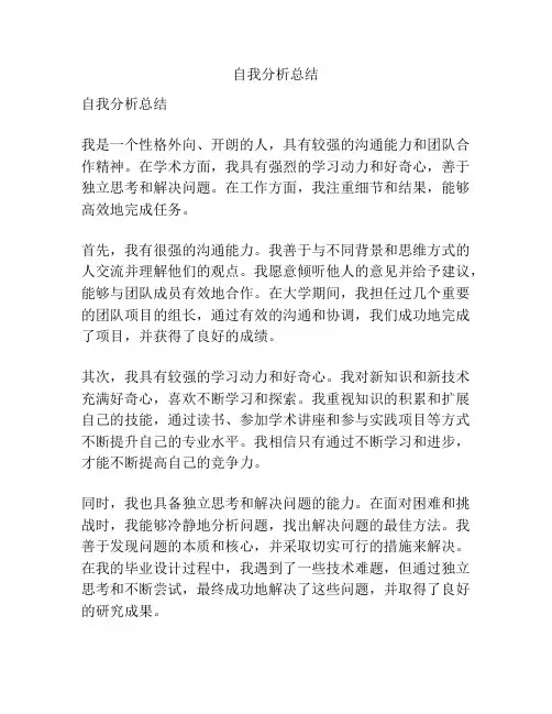 自我分析总结