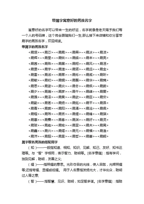 带晟字寓意好的男孩名字