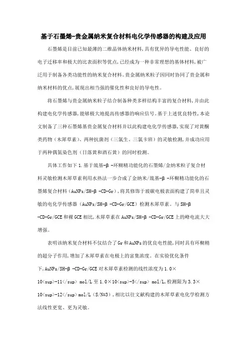 基于石墨烯-贵金属纳米复合材料电化学传感器的构建及应用
