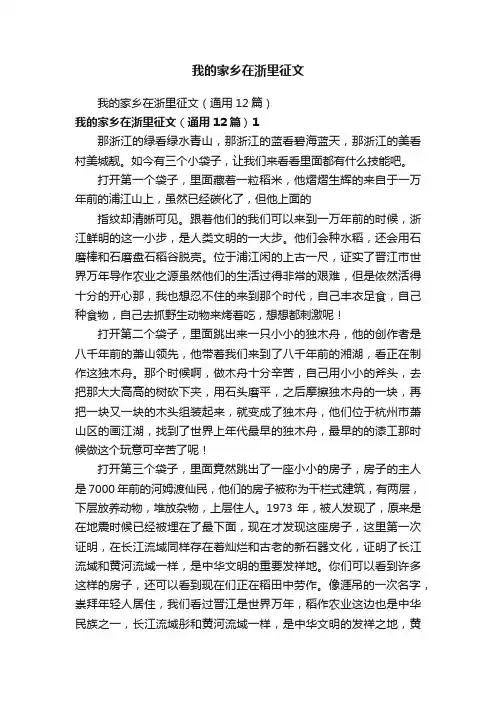 我的家乡在浙里征文