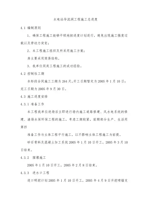 水电站导流洞工程施工总进度