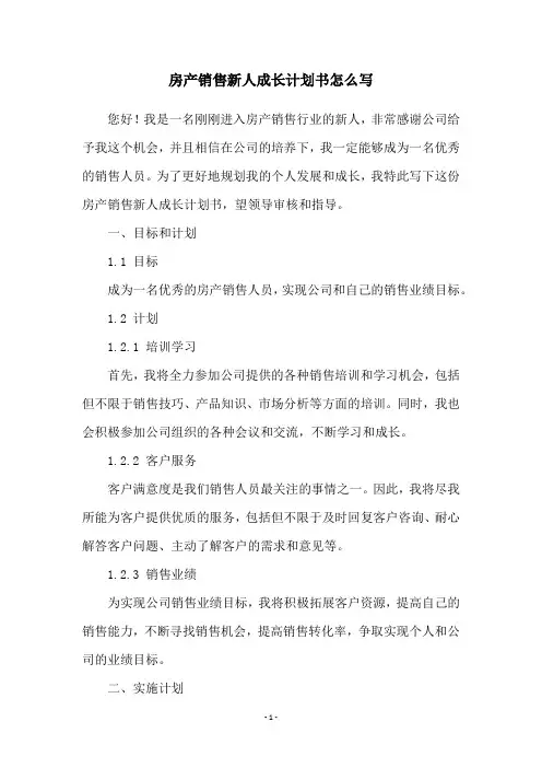 房产销售新人成长计划书怎么写