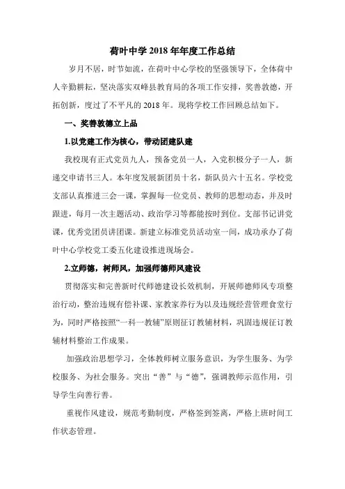 荷叶中学2018年年度工作总结
