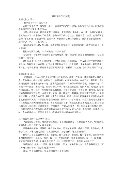 说明文的作文(5篇)