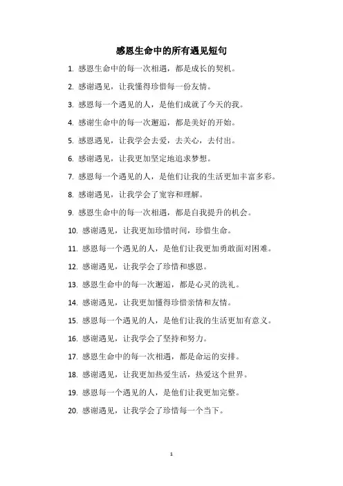感恩生命中的所有遇见短句