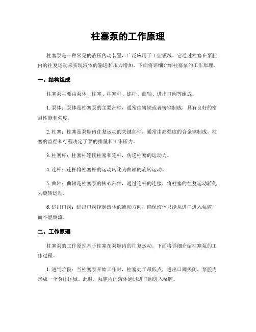 柱塞泵的工作原理