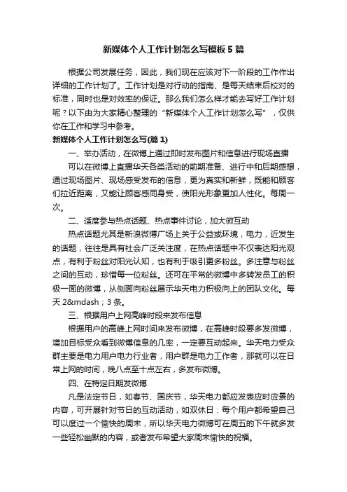新媒体个人工作计划怎么写模板5篇
