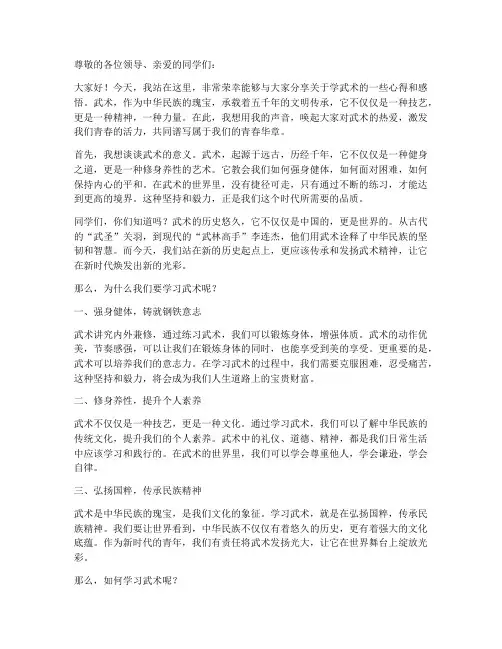 学武术励志演讲稿