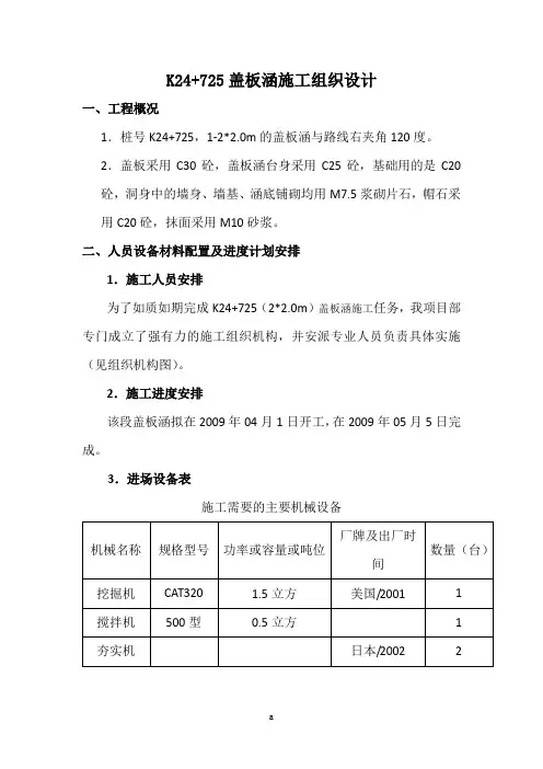 盖板涵开工报告(1)