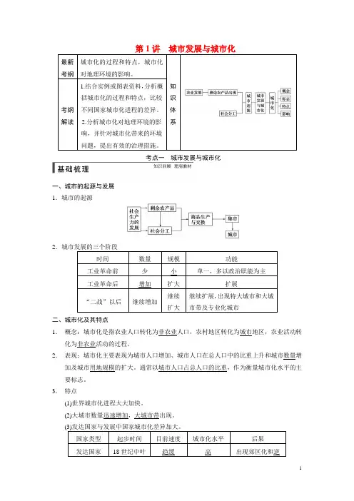 高考地理一轮复习 第二册 第二单元 第1讲 城市发展与城市化 鲁教版