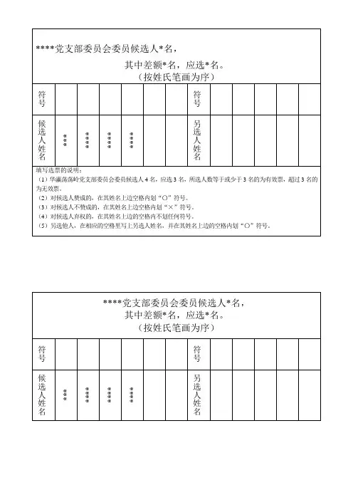 党支部委员会委员选票