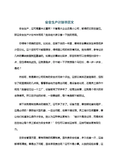 安全生产计划书范文