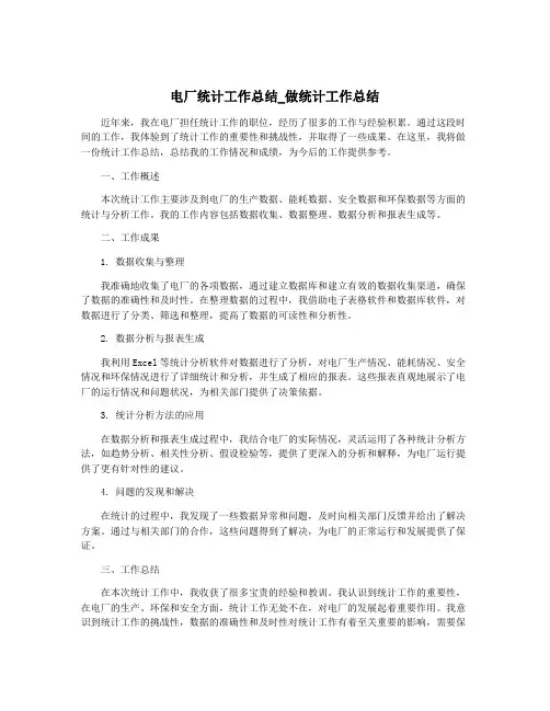 电厂统计工作总结_做统计工作总结