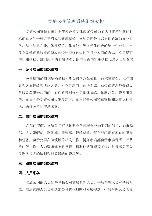 文旅公司管理系统组织架构