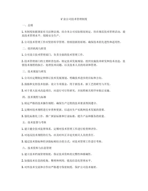 矿业公司技术管理制度