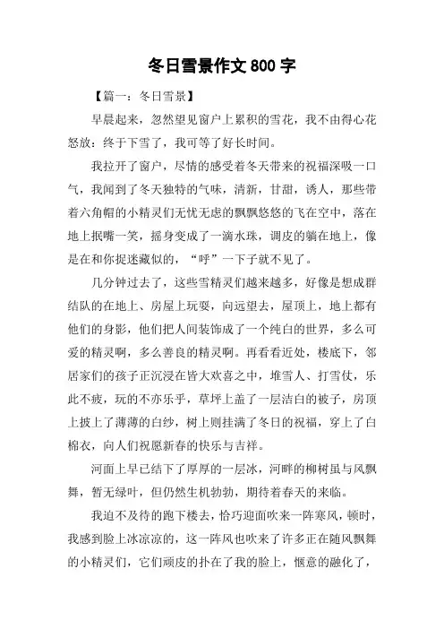 冬日雪景作文800字