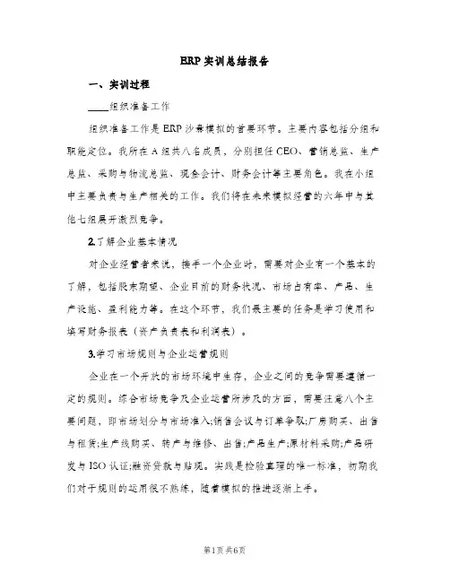 ERP实训总结报告（2篇）
