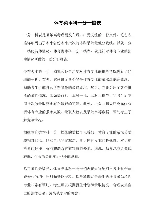 体育类本科一分一档表