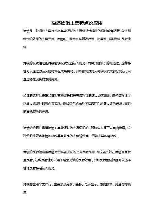 简述滤镜主要特点及应用