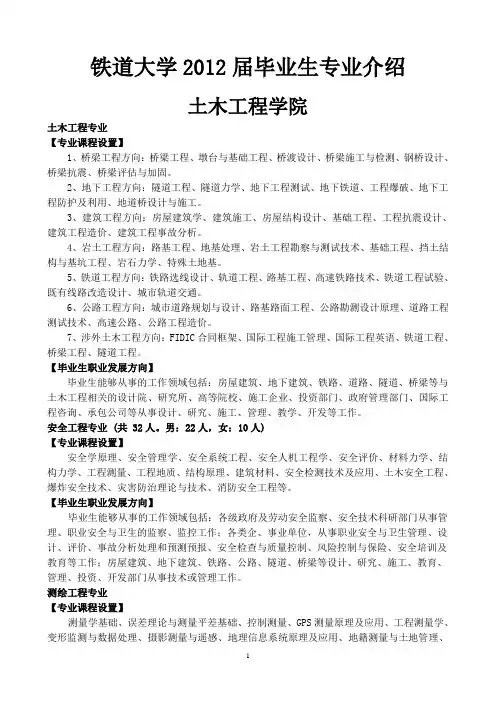 石家庄铁道大学专业介绍