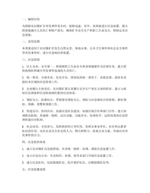 东河煤矿应急预案
