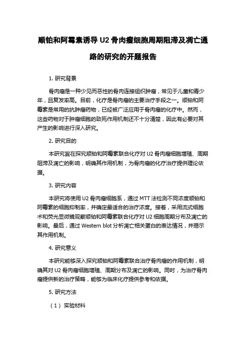 顺铂和阿霉素诱导U2骨肉瘤细胞周期阻滞及凋亡通路的研究的开题报告