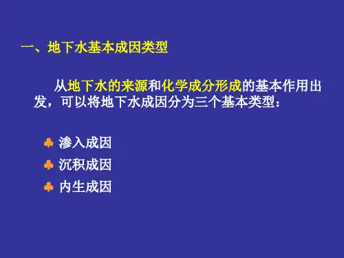 地下水基本成因类型与化学成分形成特征