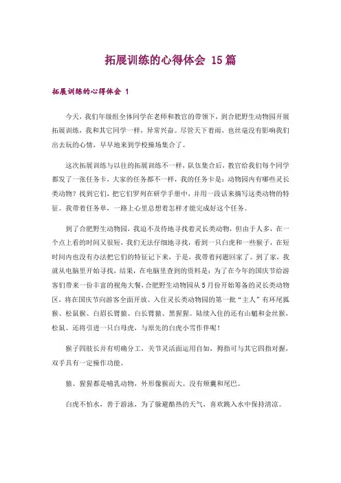拓展训练的心得体会 15篇