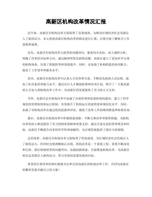 高新区机构改革情况汇报