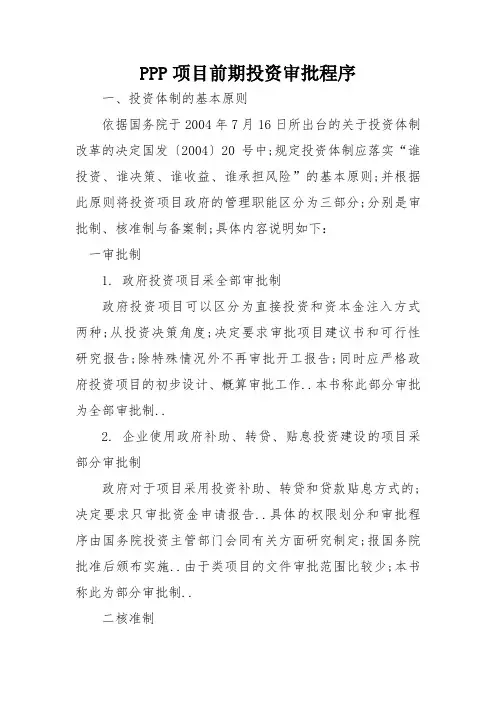 PPP项目前期投资审批程序