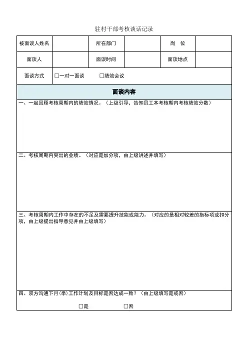 驻村干部考核谈话记录