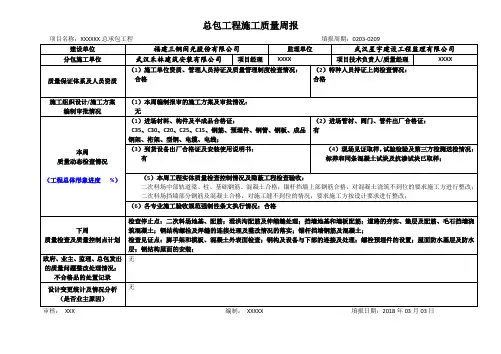 XXX总包工程施工质量周报模板