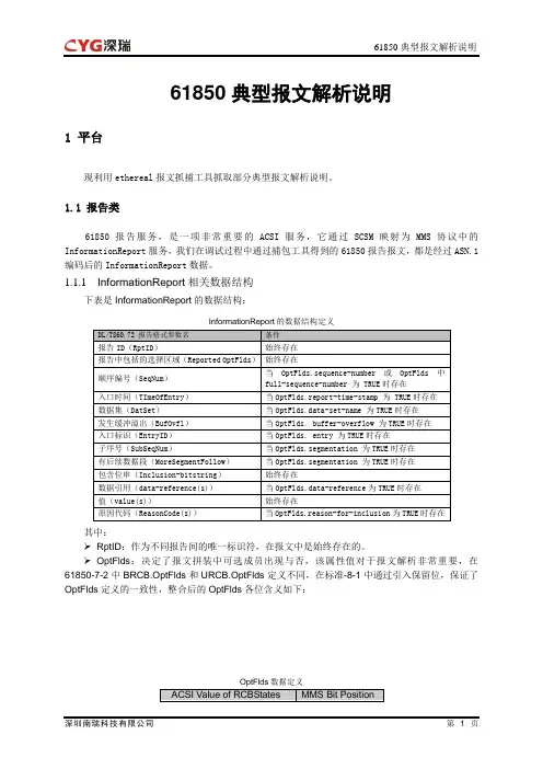61850典型报文解析说明