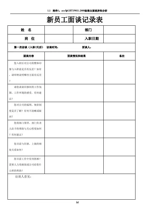 03员工入职月度面谈表