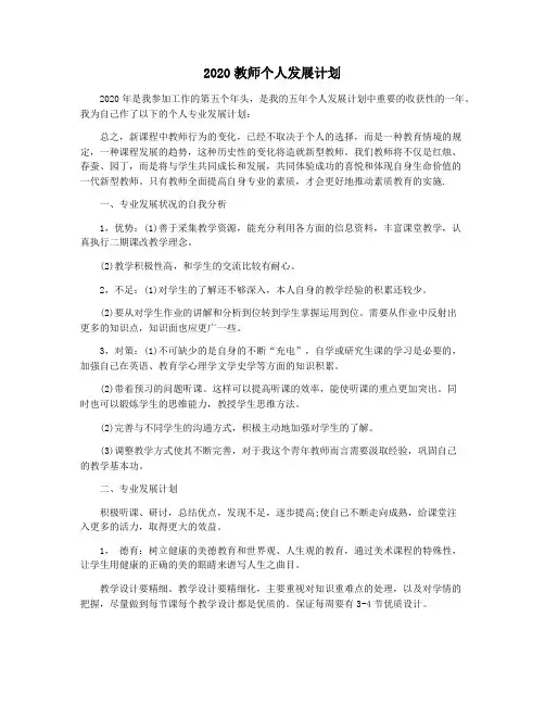 2020教师个人发展计划