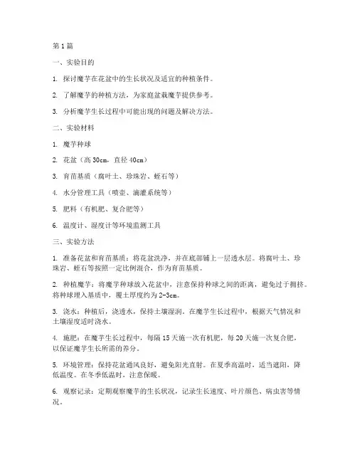花盆种植魔芋实验报告(3篇)