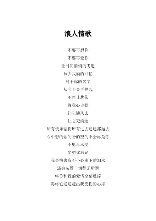 刘德华《浪人情歌》歌词(专辑：爱如此神奇)