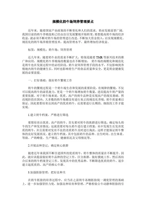 规模化奶牛场饲养管理要点