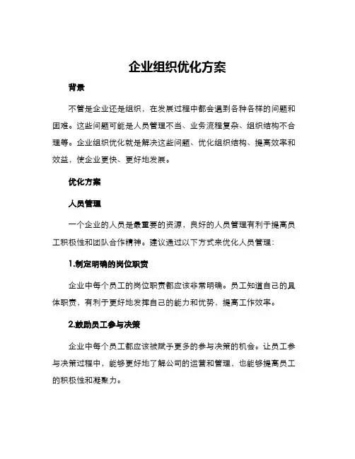 企业组织优化方案