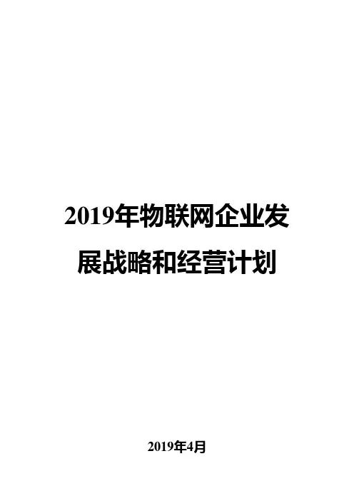 2019年物联网企业发展战略和经营计划