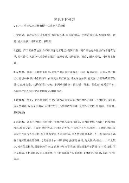 家具木材种类分类
