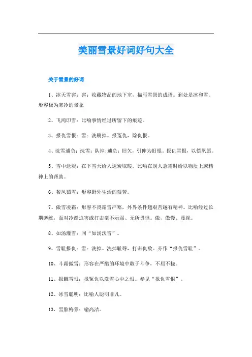 美丽雪景好词好句大全