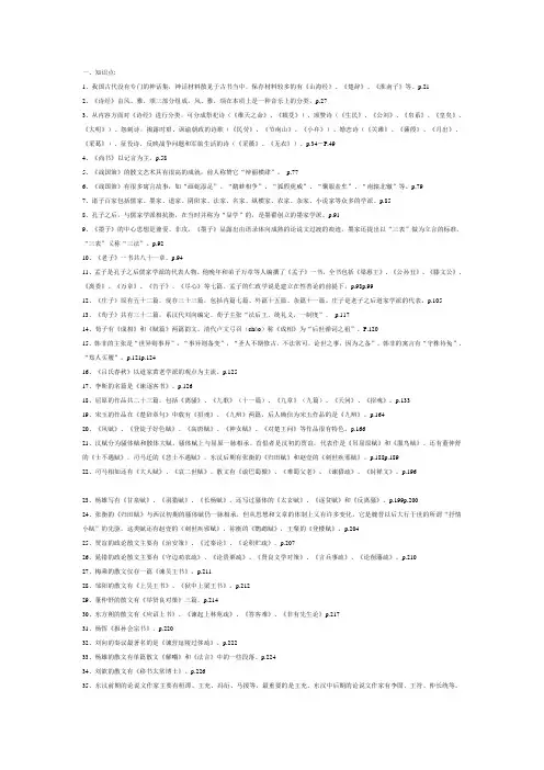 中国古代文学史知识点大全
