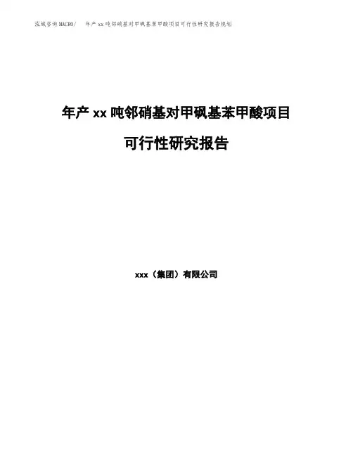 年产xx吨邻硝基对甲砜基苯甲酸项目可行性研究报告规划