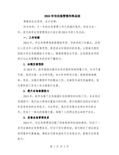 2024年市应急管理年终总结