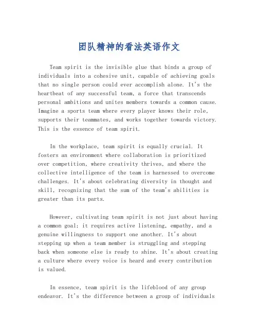 团队精神的看法英语作文