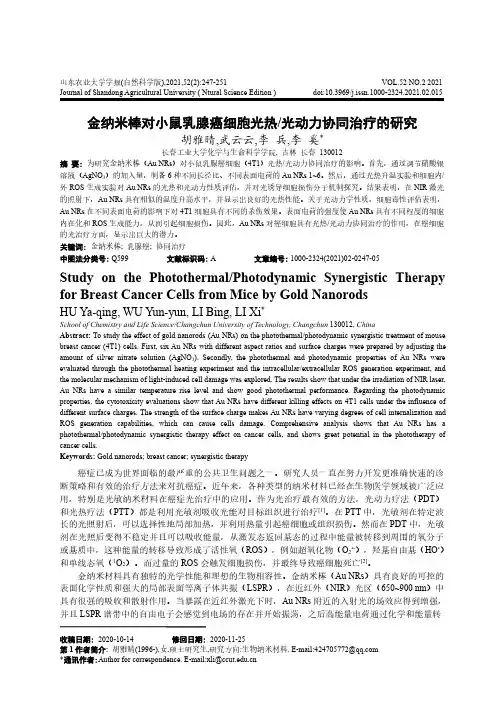 金纳米棒对小鼠乳腺癌细胞光热光动力协同治疗的研究