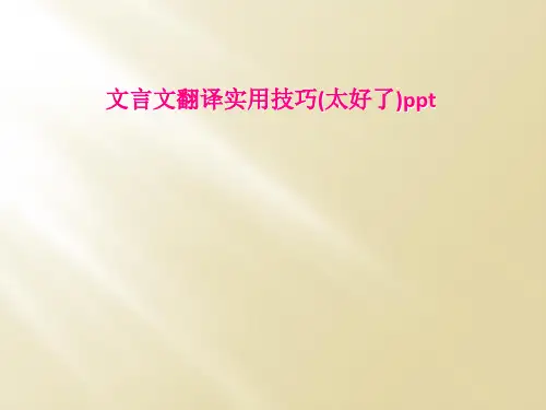 文言文翻译实用技巧(太好了)ppt