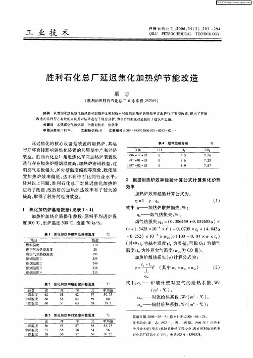 胜利石化总厂延迟焦化加热炉节能改造